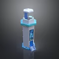Modern White And Blue Launch Device With Tower Like Structure Stairs And Transparent Panels