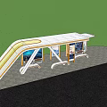 Modern Bus Stop Shelter With Benches Advertisement Panels And Green Field Background
