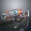 Multi Barrel Weapon With Glowing Orange Core And Rocket Attachment Mechanical Design