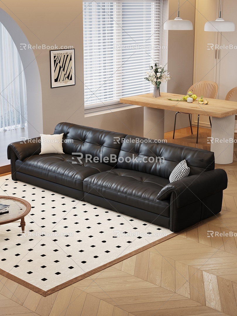 French Retro Multiplayer Sofa 3d model