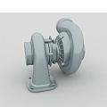 Turbocharged car engine parts 3d model