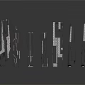 Modern Black And Silver Architectural Models With Varying Height Rectangular Structures And Geometric Lines
