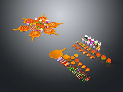 Children's Kitchen Play Set With Cartoon Characters And Mini Food Models 3d model