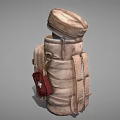 Brown Leather Backpack With Zipper And Red Cross First Aid Kit 3d model