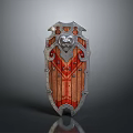 Medieval Battle Shield With Metal Frame Wooden Texture Central Emblem And Ornate Edges