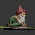 Game Movie Character Gnome With Red Pointed Hat White Beard Holding Book On Welcome Sign