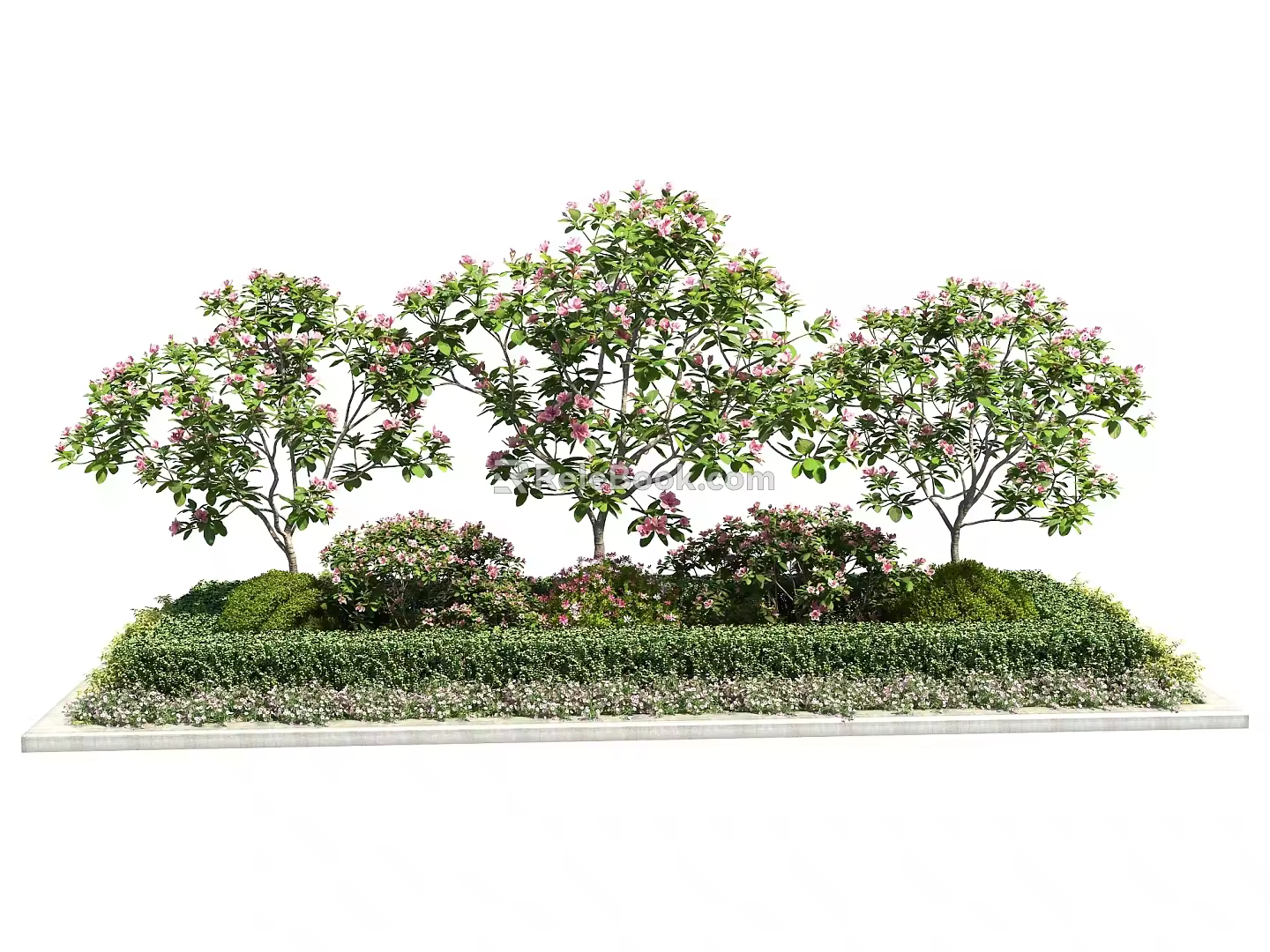 Modern shrub landscape tree pool 3d model