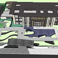 Modern Entrance Gate Design With Metal Structure Glass Door And Stone Wall