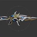 Cartoon Style Sci Fi Weapon With Sharp Blue Gold White Geometric 3D Rendered Design 3d model