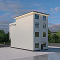 Modern Three Story Single Family House With Garage Greenery Water Feature And Car Front