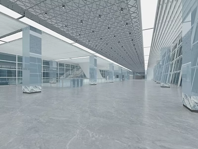 modern high-speed railway station 3d model
