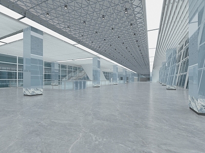 modern high-speed railway station 3d model