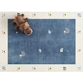 Blue Square Carpet With Animal Pattern Border And Cloud Moon Star Designs