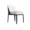 Modern Dining Chair With White Upholstered Seat And Black Wooden Legs
