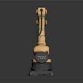 Golden Robotic Arm With Multiple Joints And Black Base Connecting Cable