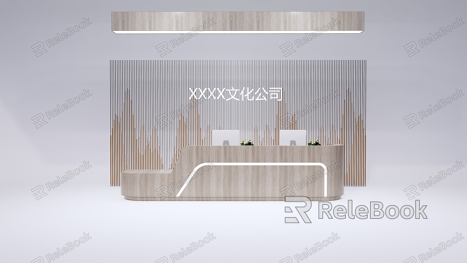 Company front desk background wall reception desk model