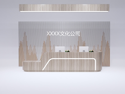 Company front desk background wall reception desk model