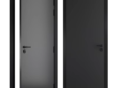 Contemporary Swing Door With Matte Black Surface And Durable Metal Hardware 3d model