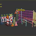 Construction Safety Equipment Including Detour Signs Barriers Traffic Cones And Fencing