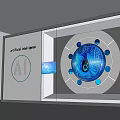 Hi Tech AI Exhibition Hall Featuring Blue Interface Circular Device And Smart Displays 3d model