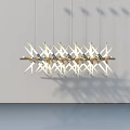 Modern Geometric Chandelier Interior With Metallic Spike Design Gold White Finish And Shadow Effect