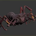 Detailed 3D Ant Model With Purple Body Red Yellow Legs And Grey Gradient Background