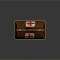 Brown Leather Medical First Aid Kit With Red Cross Symbol Handle And Metal Clasps