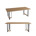 Modern Wooden Dining Table With Simple Metal Legs And Rectangular Top Design 3d model