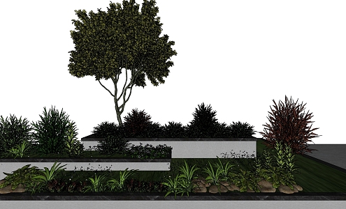 Landscape Plants Potted Landscape Tree Pond 3d model