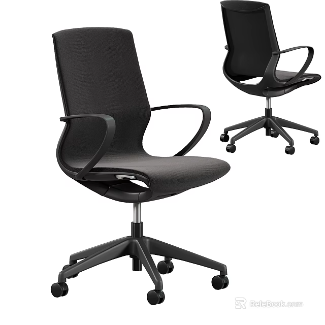 Black Office Chair With Armrests Wheels And Modern Design For Workspace 3d model 