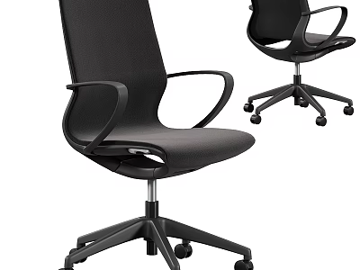 Black Office Chair With Armrests Wheels And Modern Design For Workspace 3d model