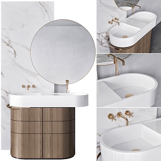 Modern bathroom cabinet sink mirror 3d model