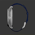 Stylish Modern Watch With Blue Strap And Silver Dial Transparent Surface Design