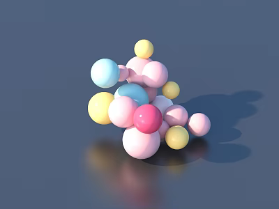 Colorful Stacked Spheres in Pastel Tones with Reflective Surface and Shadows 3d model