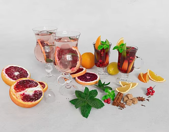 Fruit Tea Beverage Fruit Juice Cup Furnishings 3d model
