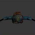 Adventurous Character Wearing Blue Coat Helmet And Leather Pouch With Arms Outstretched