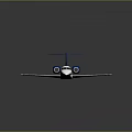 Blue And White Airplane Model With Two Blue Engines White Wings And Gray Background