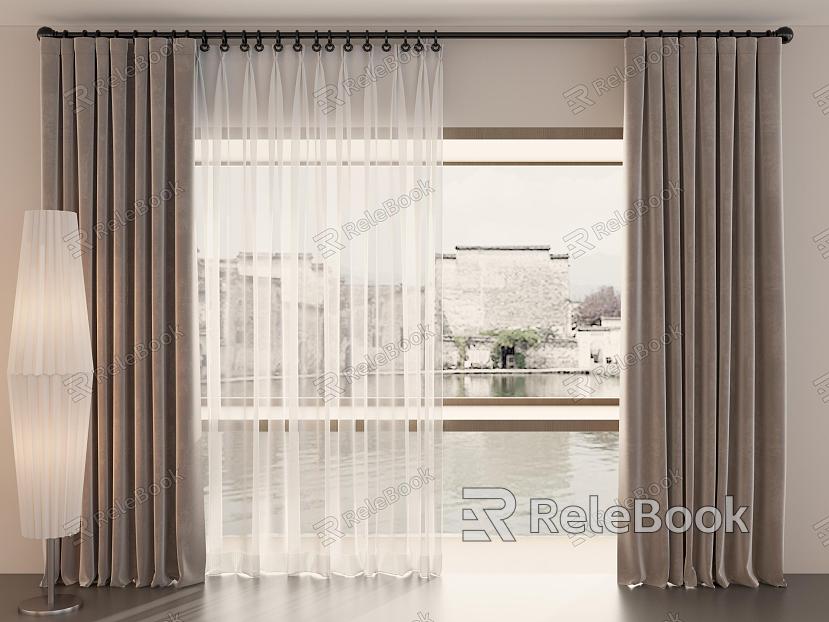 Curtain Cream Wind Curtain Silent Wind Curtain Living Room Curtain Bedroom Curtain Cloth Curtain Gauze Curtain model