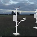 Environmental Monitoring Equipment With Metal Stand Square Enclosure Sensors Cameras And Antennas