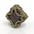 Cube Shaped Sculpture Carving with Intricate Geometric Patterns and Detailed Textures