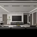 Modern Living and Dining Room Interior With Sofa Coffee Table Dining Table And Open Layout 3d model