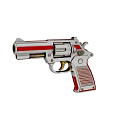Red And Silver Striped Revolver Toy With Detailed Grip And Design