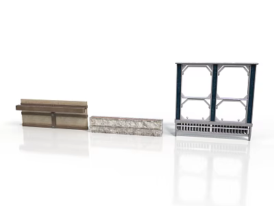 Modern Furniture Components Including Wooden Shelf Stone Countertop And Metal Frame 3d model