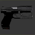 3D Rendered Black Tactical Pistol With Modern Design And Textured Ergonomic Grip