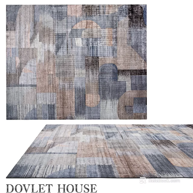 Abstract Geometric Square Carpet With Neutral Gray Brown Beige Tones And Textured Design 3d model 