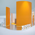 2023 Technology Exhibition Installation With Modern Orange White Structures And 3D Design