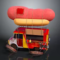 Smart Machine Operated Food Truck Featuring Giant Red Yellow Hot Dog On Top