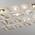 Modern Stylish Ceiling Lights with Various Geometric Shapes and Sleek Metal Frames 3d model