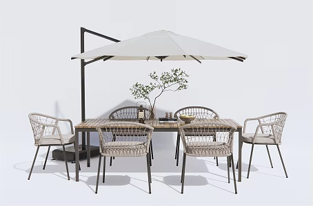 Modern Outdoor Table and Chair Outdoor Dining Table and Chair Leisure Table and Chair Weaving Leisure Chair 3d model