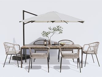 Modern Outdoor Table and Chair Outdoor Dining Table and Chair Leisure Table and Chair Weaving Leisure Chair 3d model